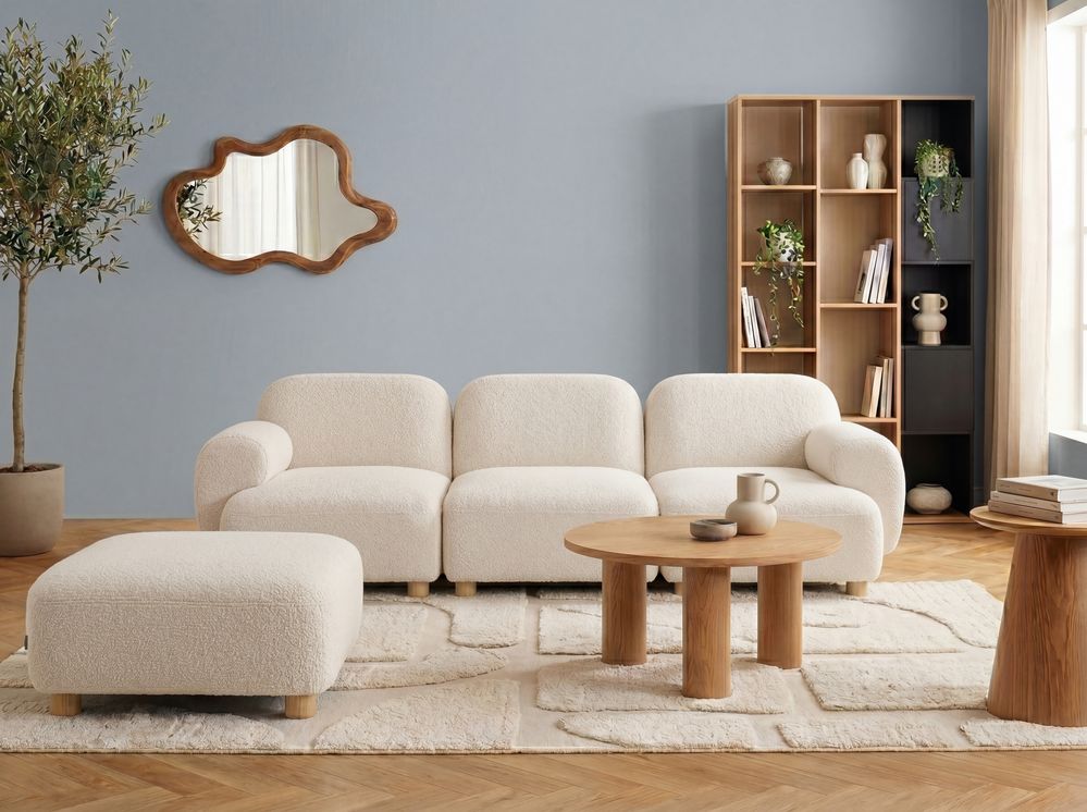 Modular Sofa 3 Seater AMLI with Ottoman Boucle Off-White