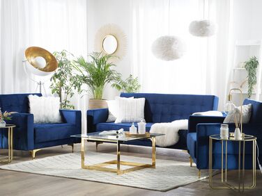 Modular Velvet Living Room Set Navy Blue ABERDEEN