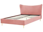 Cama Veludo CHALEIX 160 x 200 cm Rosa pêssego_844528