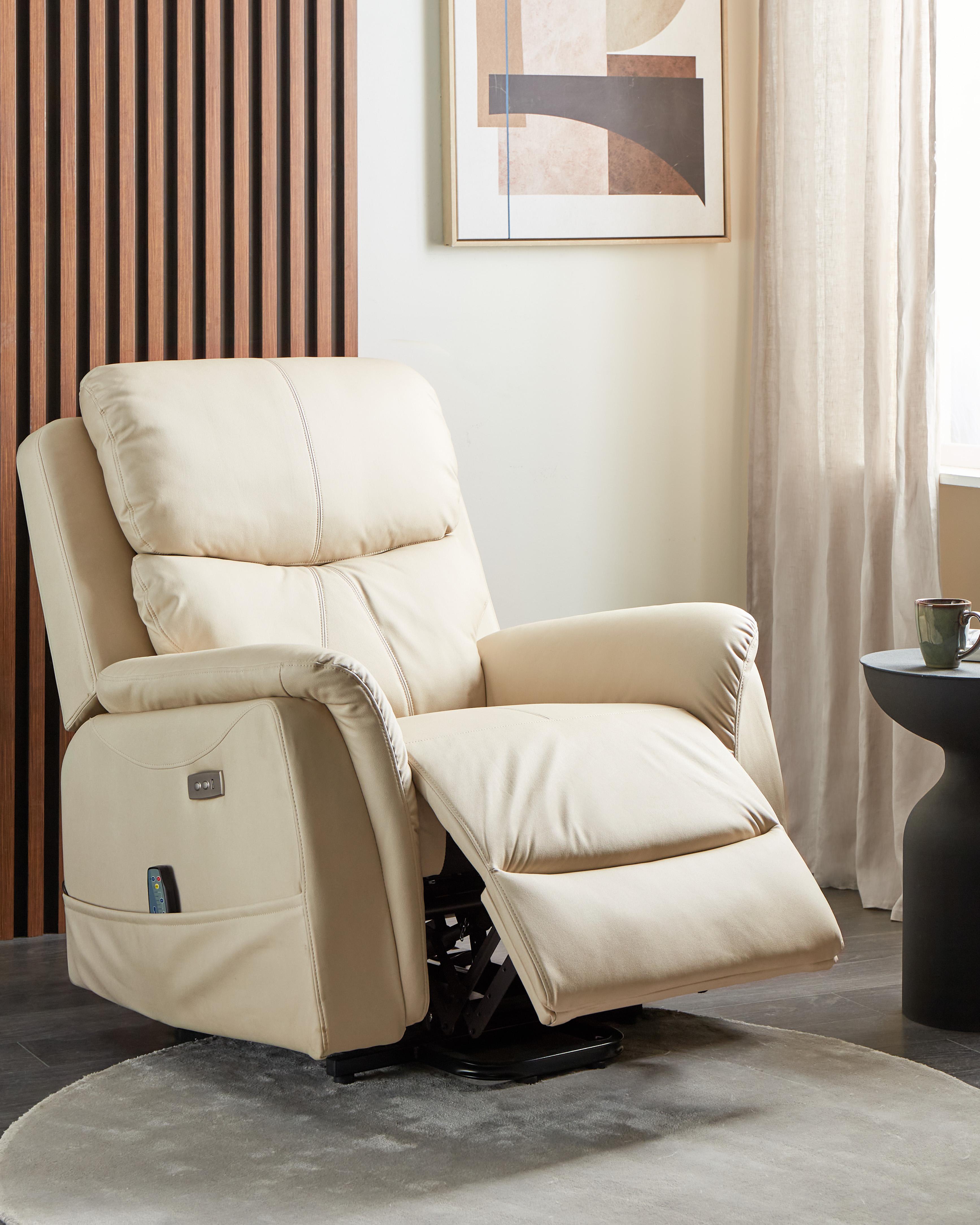 Faux Leather Recliner Massage Chair Cream GLORIE_924069