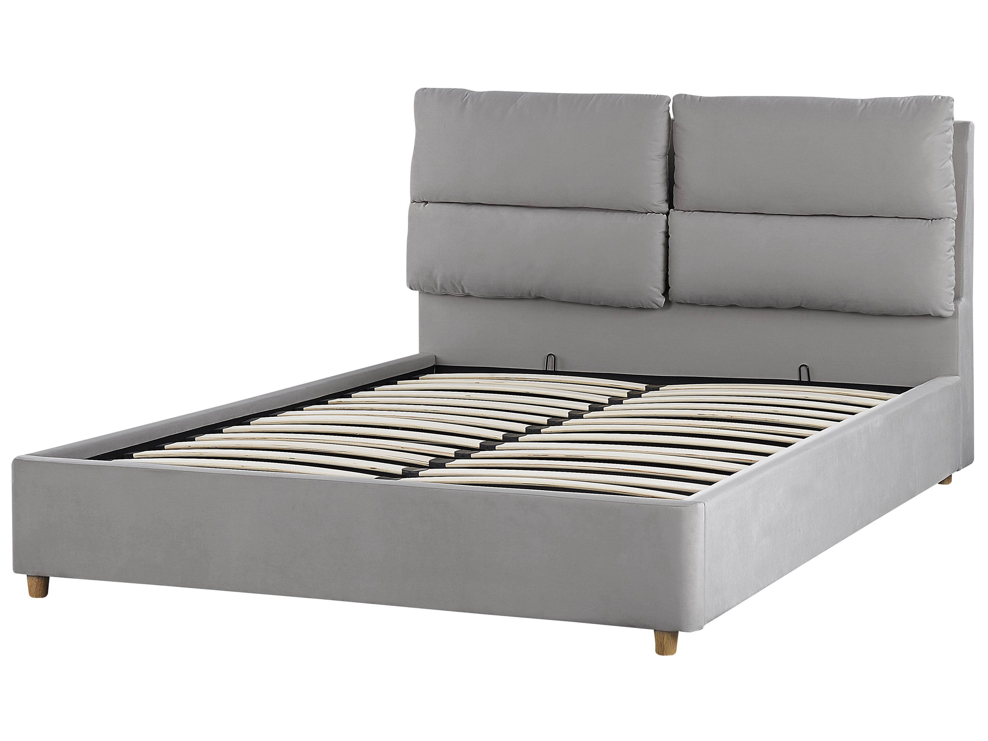 Bett Mit Stauraum Samtstoff BATILLY 140 X 200 Cm Hellgrau Beliani ch Bett Mit Stauraum Samtstoff BATILLY 140 X 200 Cm Hellgrau Beliani ch