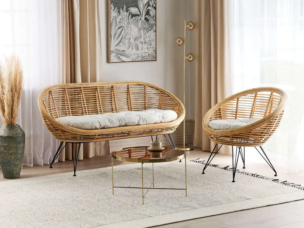 Set di divani da giardino posti MARATEA Rattan Naturale