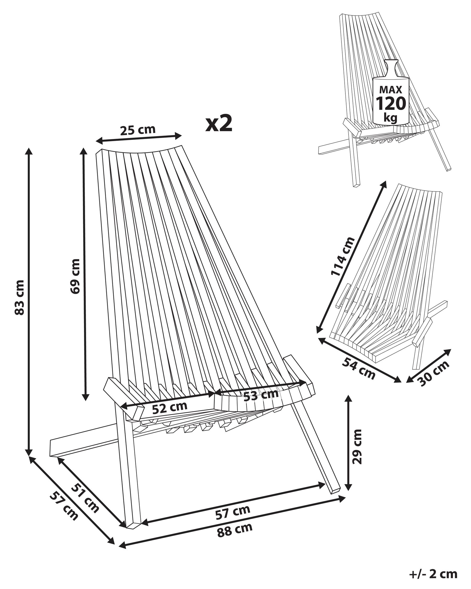 Set di 2 sedie da giardino BELLANO Legno d'acacia Marrone_921797