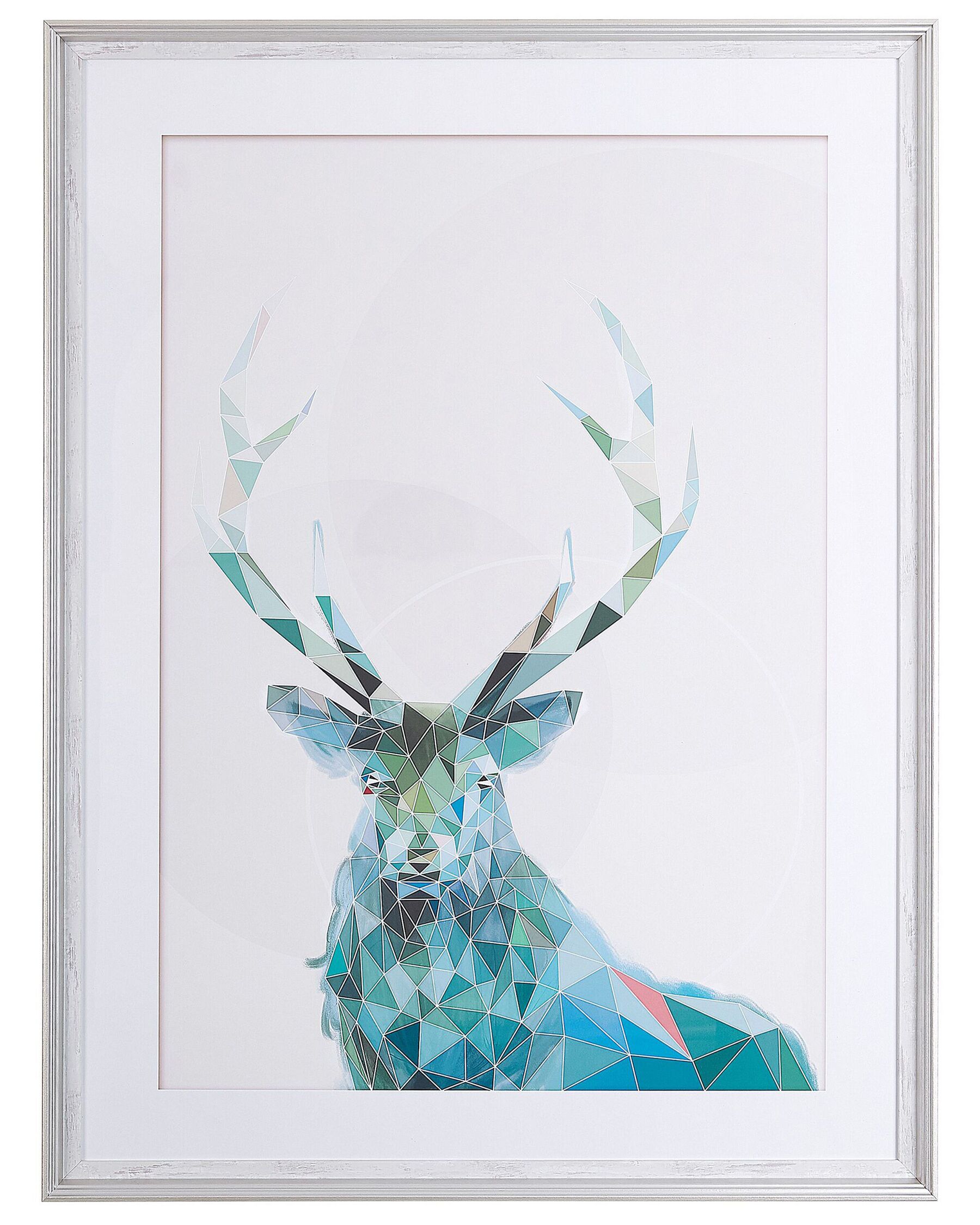 Deer Framed Wall Art 60 x 80 cm Blue KAYES_784389