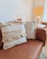 Embroidered Cushion with Tassels 45 x 45 cm Beige VILLUR_884545