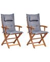 Set of 2 Garden Dining Chairs with Graphite Grey Cushion MAUI II_926493