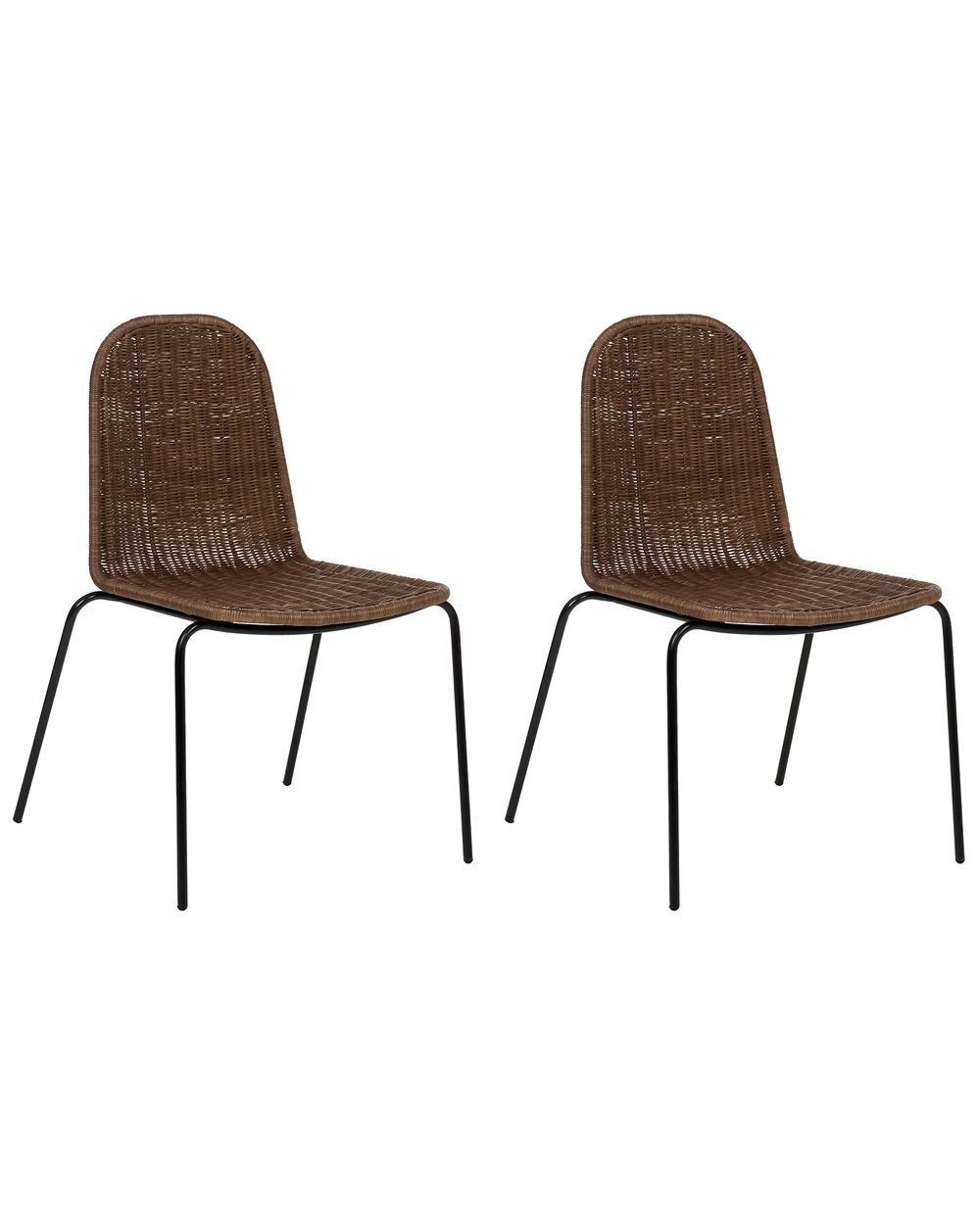 Set of 2 Dining Chairs ROXTON Rattan Dark Brown