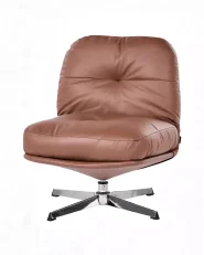 Swivel Armchair LOIMAA with Footstool Fabric Brown_1164724