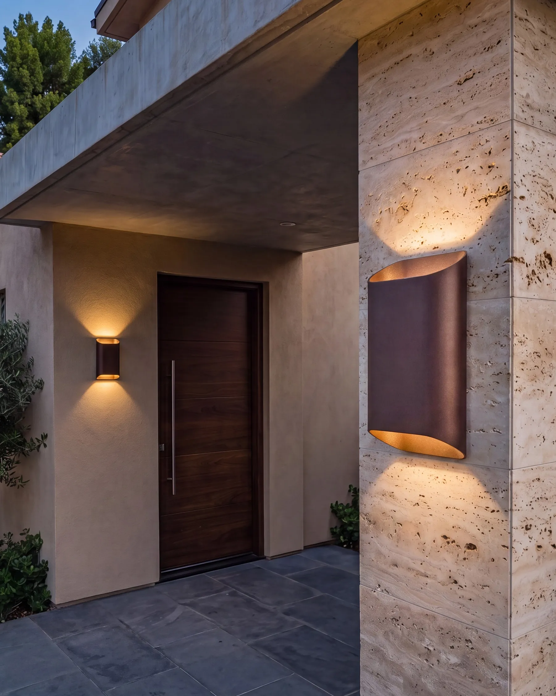 Set of 2 Outdoor LED Wall Lights MASHIE Brown_1103045