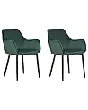 Set of 2 Dining Chairs WELLSTON Velvet Dark Green