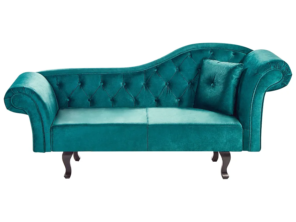 Right-Hand Chaise Longue LATTES II with Cushion Velvet Emerald Green_1184021