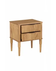 2 Drawer Bedside Table TAURIAC Pine Wood Light Brown_1150485