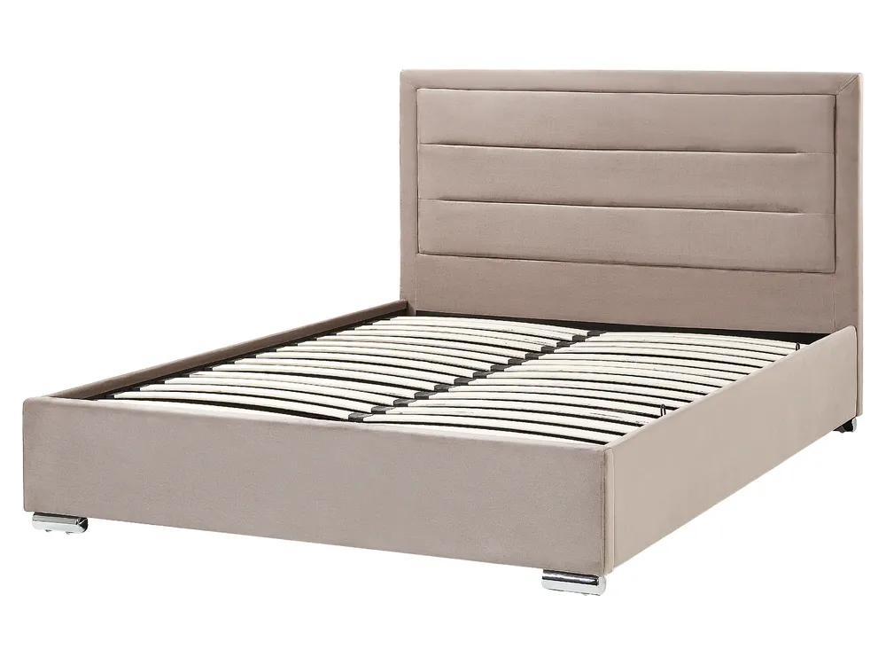 Ottoman Bed ROUEN Velvet Taupe 160 x 200 cm (EU King Size)_843842