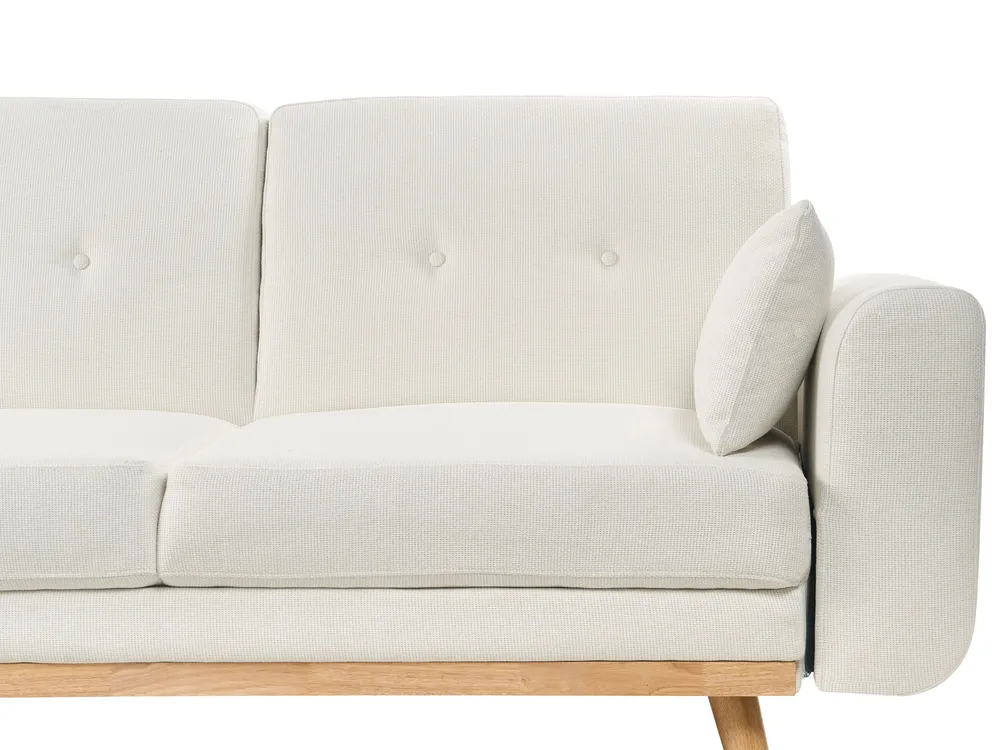 Corner Sofa Bed 3 Seater KAARINA Fabric White Right Hand_1100083
