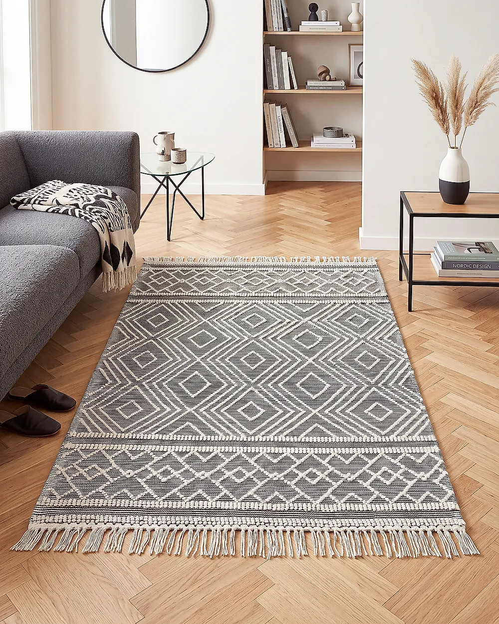 Teppich SAVUCA Schwarz 160 x 230 cm Wolle