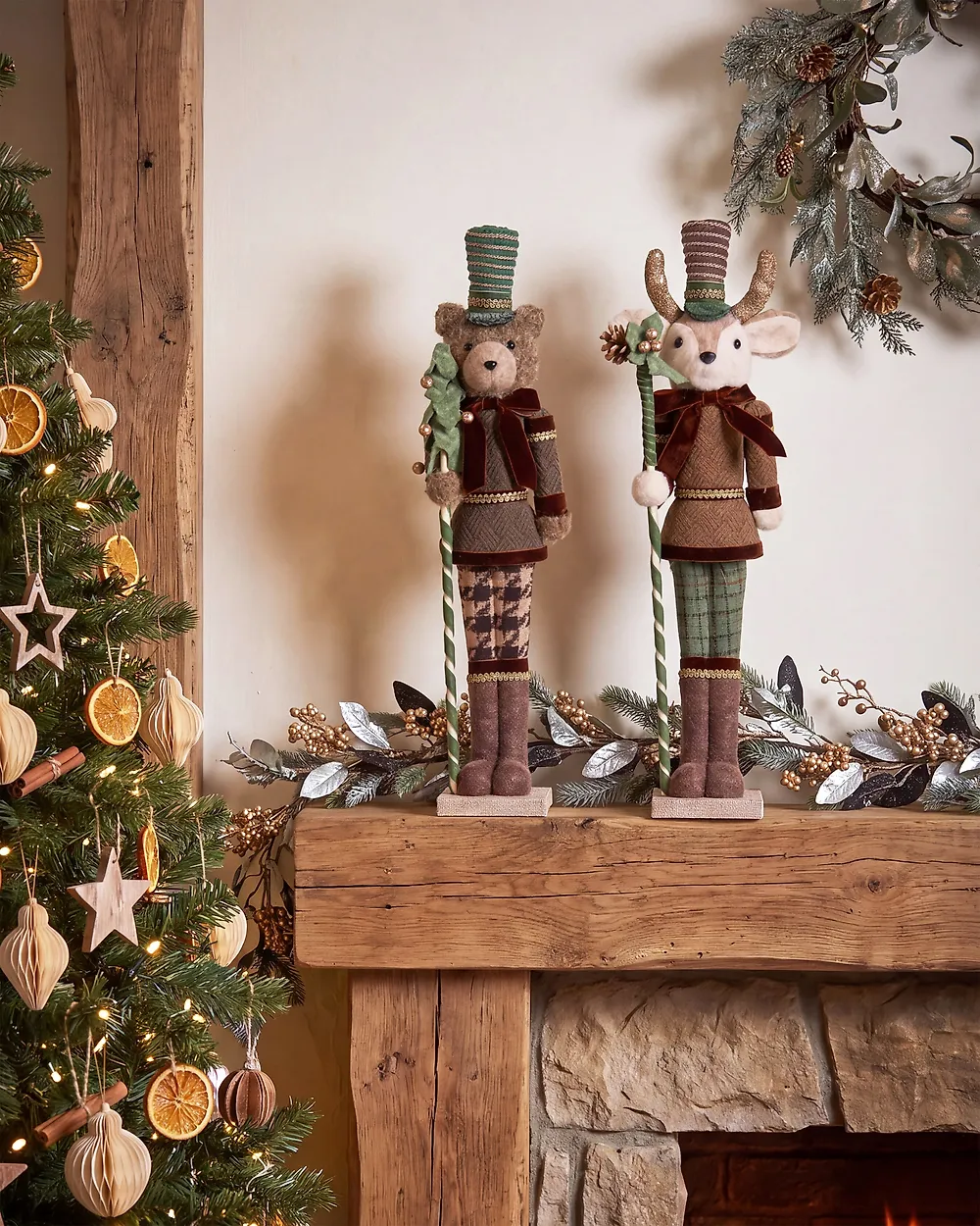 Set of 2 Figurines ALATORNIO 62/63 cm Bear Reindeer Brown_1156811