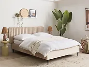 Lit avec sommier Velours BRIN 140 x 200 cm Taupe_1178958