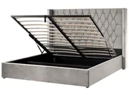 Ottoman Bed LUBBON Velvet Light Grey 180 x 200 cm (EU Super King)_1080573