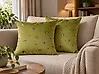 Set of 2 Decorative Cushions AEONIUM 45 x 45 cm Velvet Olive Green Abstract Pattern