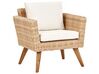 Lounge Set Rattan hellbraun 4-Sitzer Auflagen cremeweiss VITTORIA_930712