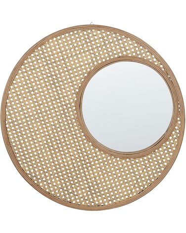 Espejo de pared de ratán beige/natural ⌀ 60 cm PALAU