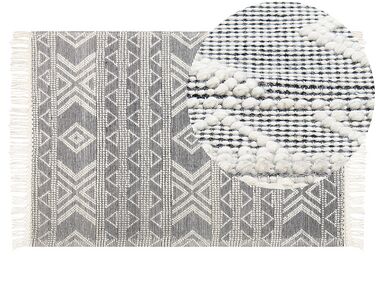 Teppich Wolle weiss / schwarz 160 x 230 cm geometrisches Muster PAZAR