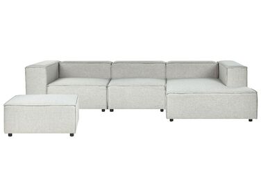 Section 3 places angle côté gauche de canapé modulable avec ottoman en tissu gris APRICA