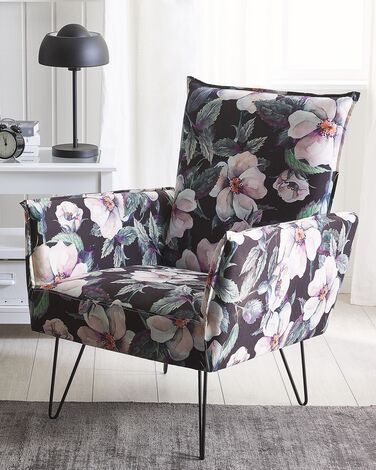 Armchair Floral Pattern Black RIBE