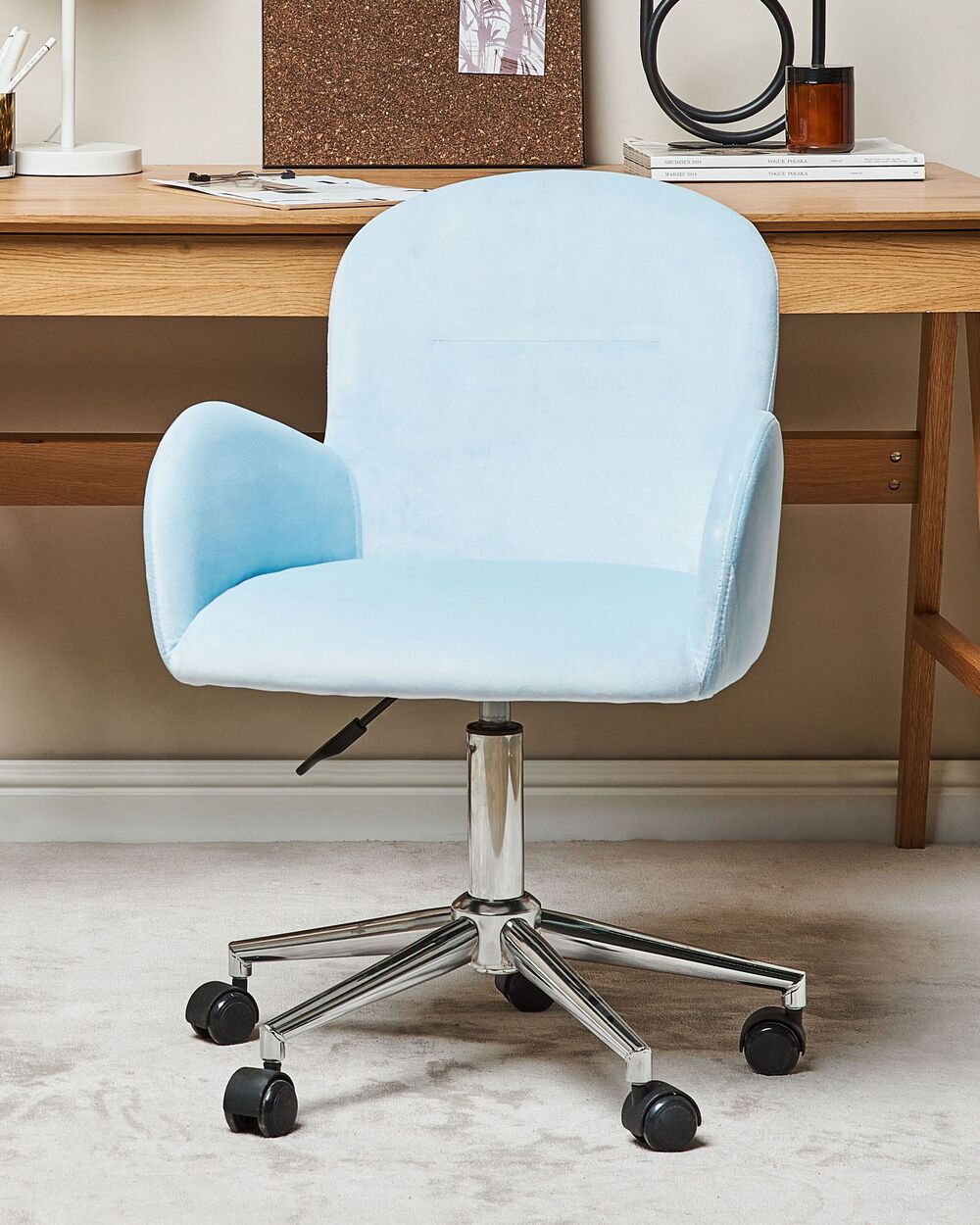 Desk Chair Velvet Light Blue PRIDDY Beliani.cz