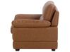 Set divano e poltrona in pelle ed ecopelle marrone HORTEN_720738
