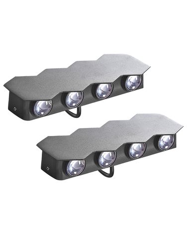 Set of 2 Outdoor LED Wall Lights WELDON Black Beliani.co.uk
