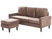 Sofa 3 Seater AVESTA with Ottoman Fabric Brown_1082555