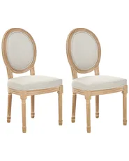 Conjunto de 2 cadeiras ALBANZA Tecido Castanho claro/Creme_1090729