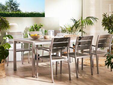 6 Seater Aluminium Garden Dining Set Grey VERNIO