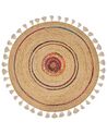 Dywan okrągły z juty ⌀ 140 cm beżowy OBAKOY_904161