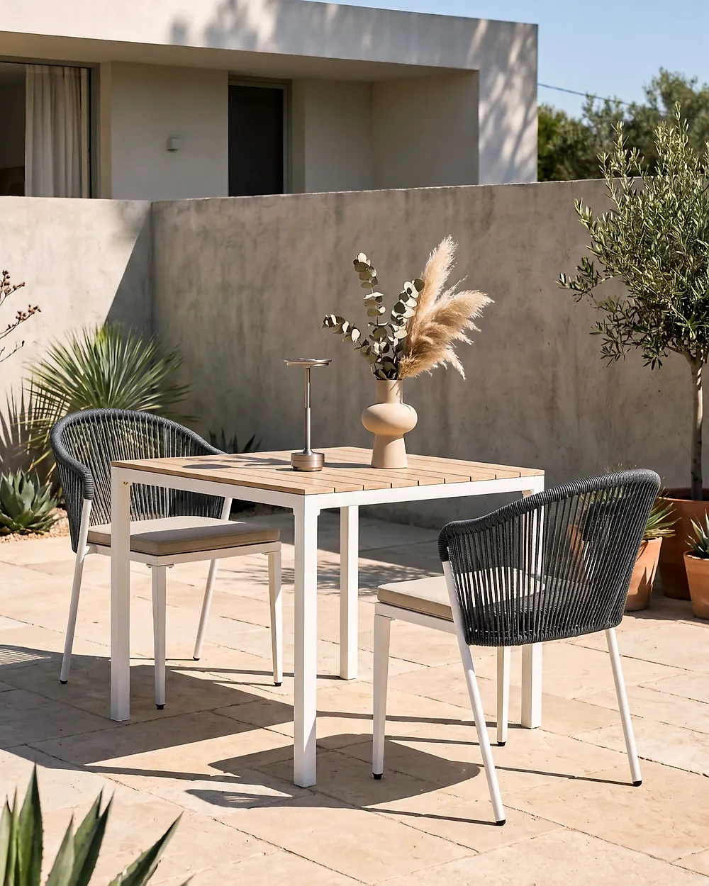 Set of 2 Garden Chairs with Cushions PARANEA Metal Grey_1179629