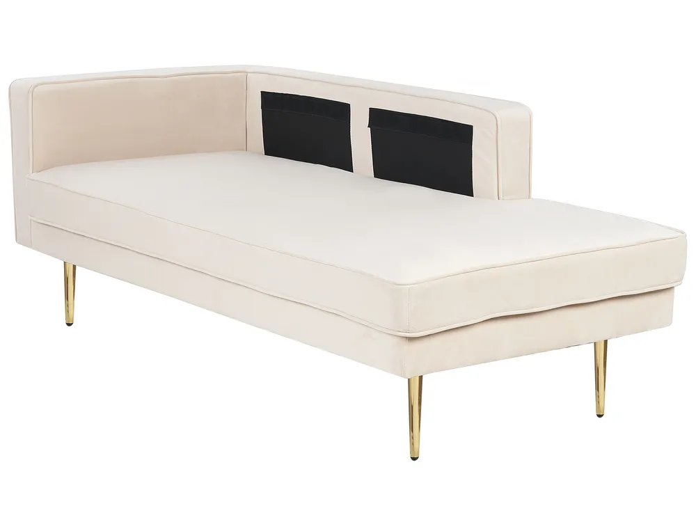 Left-Hand Chaise Longue MIRAMAS Velvet Beige_848629