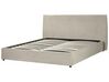 Zamatová posteľ s úložným priestorom 180 x 200 cm sivobéžová LAVAUR_870921