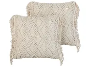 Set di 2 cuscini KIRIKKALE 45 x 45 cm Cotone Beige chiaro Trama geometrica_905441