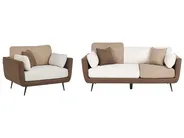 Set da salotto 4 posti BOLGA Tessuto Marrone_1075679