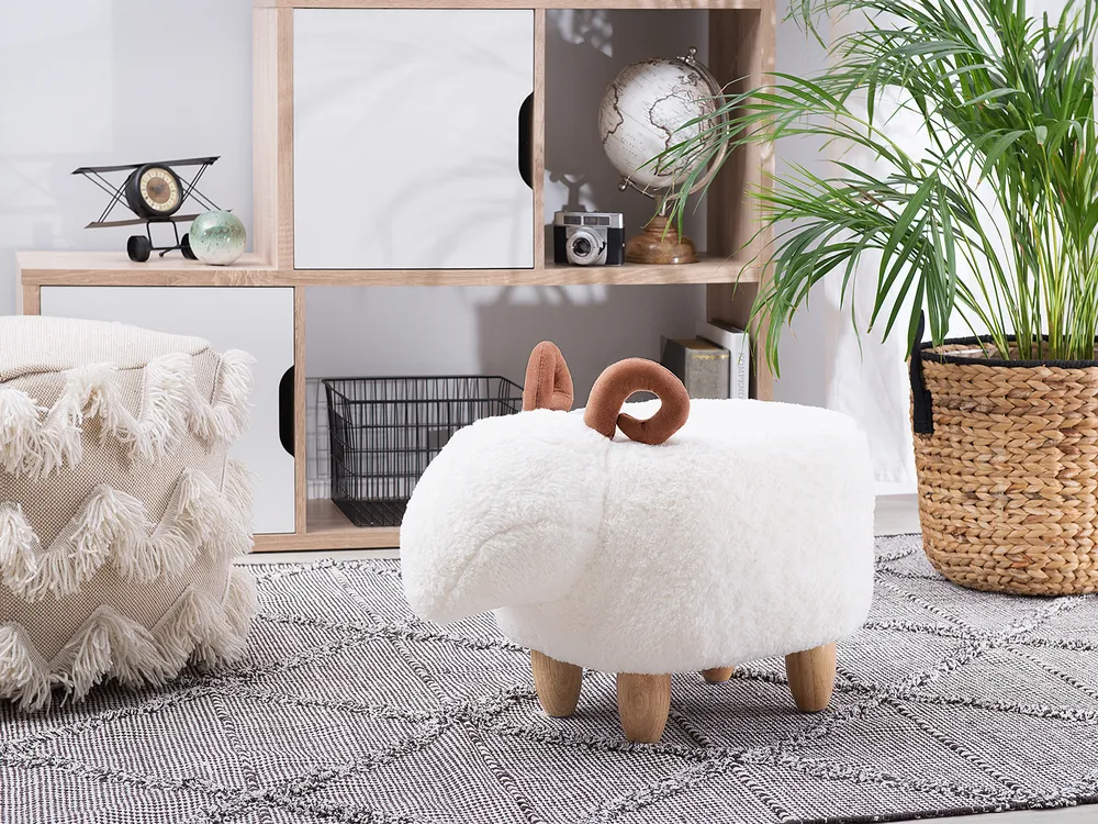 Pufa zwierzak LAMB Baranek Biały