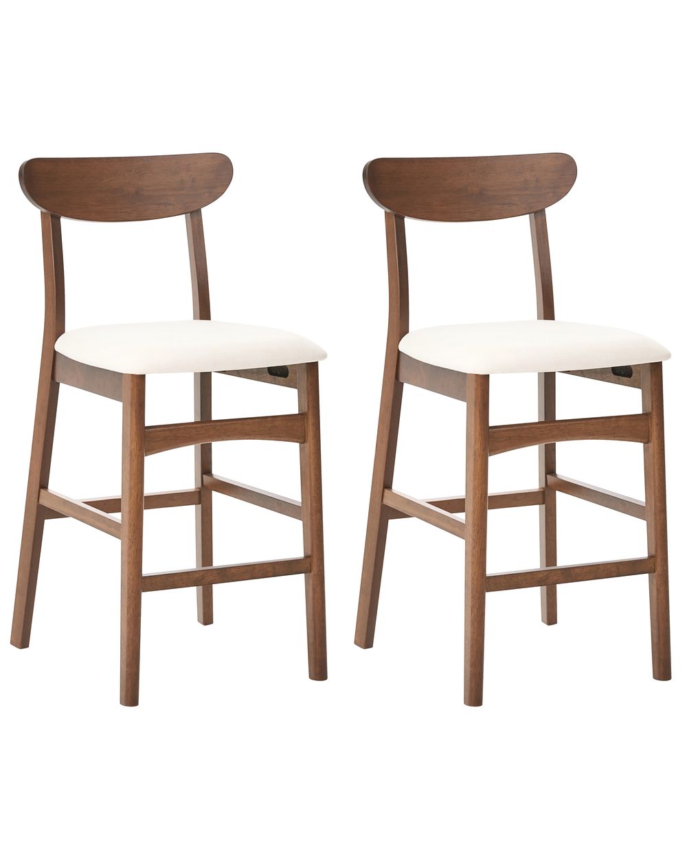 Set of 2 Bar Chairs DOYLE Wood Brown/ Light Beige