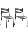 Set of 2 Garden Chairs LEFKADA Metal Dark Grey