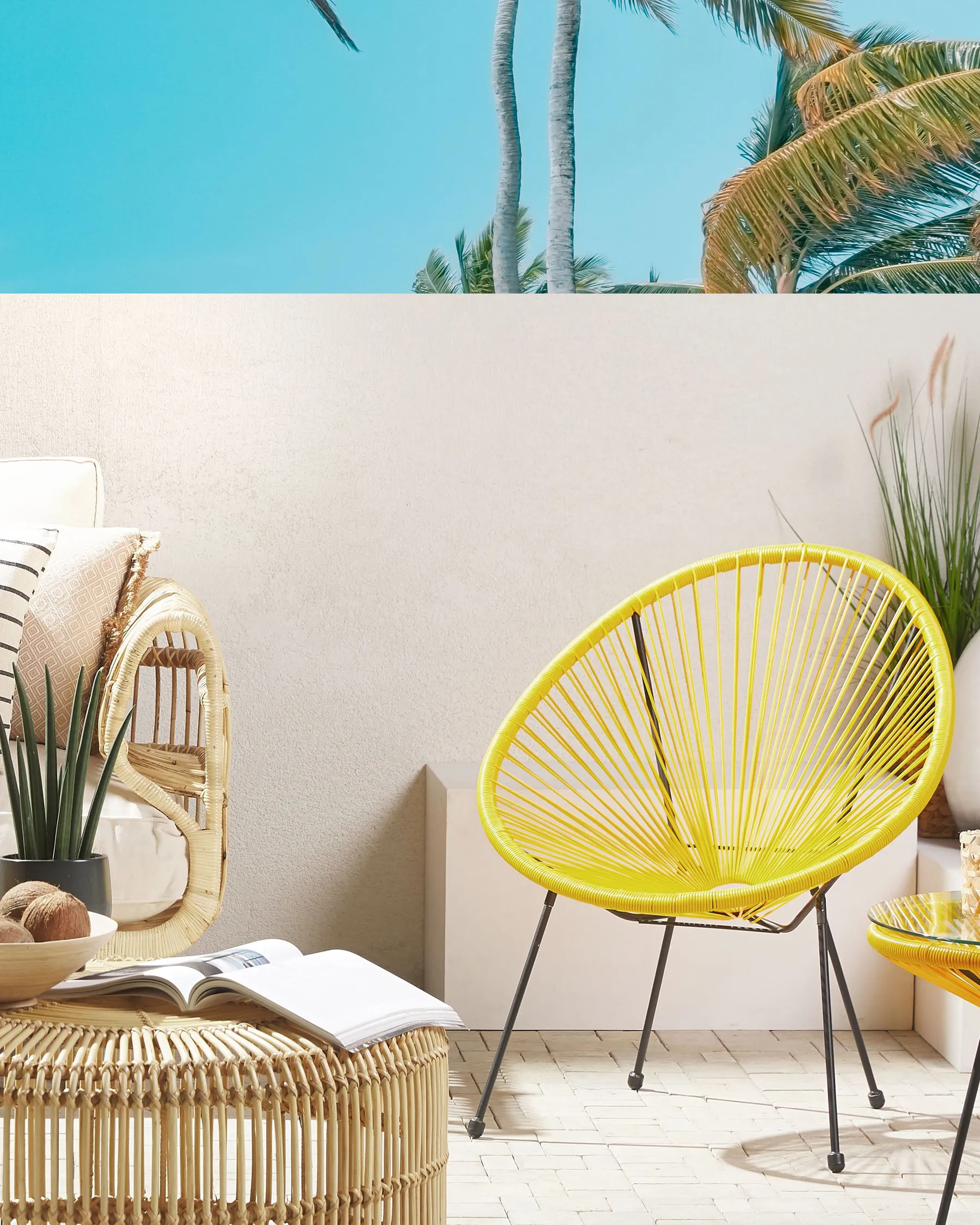 Sedia da giardino ACAPULCO II Rattan sintetico (PE) Giallo_795166
