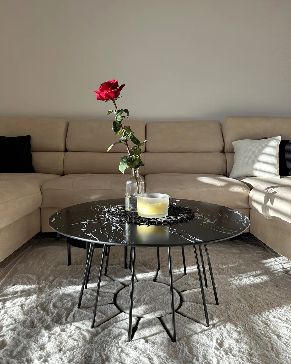Coffee Table BERNIE Tempered Glass Black Marble_905201