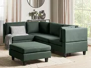 Modular Corner Sofa 4 Seater UNSTAD with Ottoman Fabric Dark Green Right Hand_925459