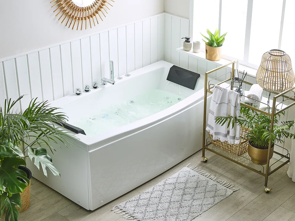 Corner Hot Tub with LED MOOR 1730 x 810 mm White_773050