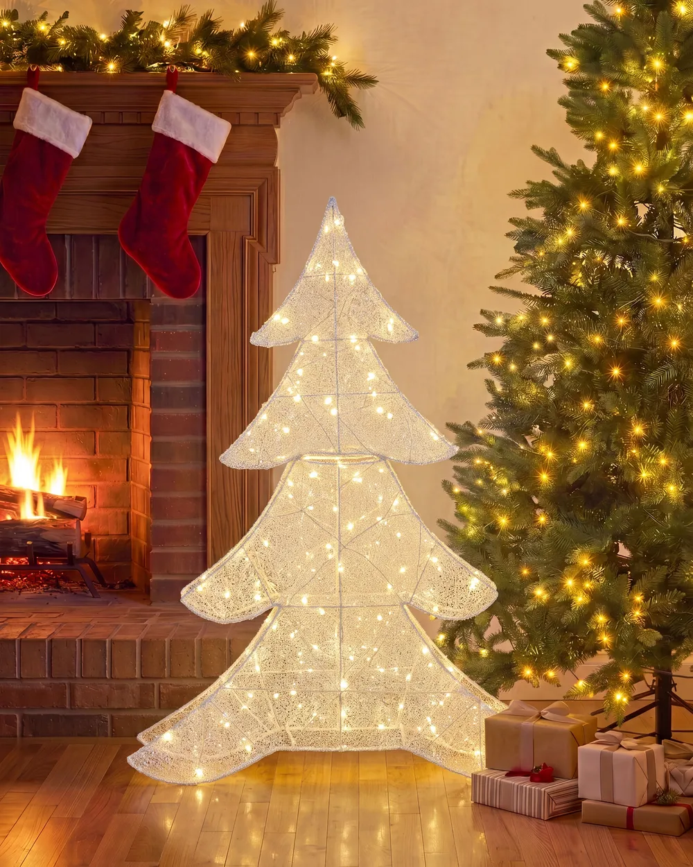 Decorazione per esterni LED EDASJON 95 cm Albero di Natale Bianco_1146468