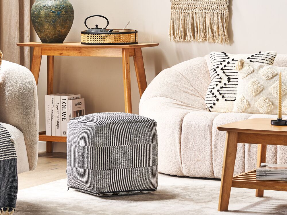 Pouf PANDRAN Coton Noir/blanc