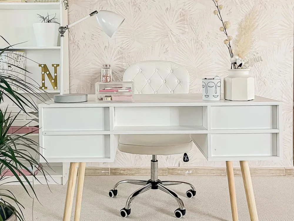 Scrivania LEVIN 110 cm 55 cm con Cassetti Bianco_811756